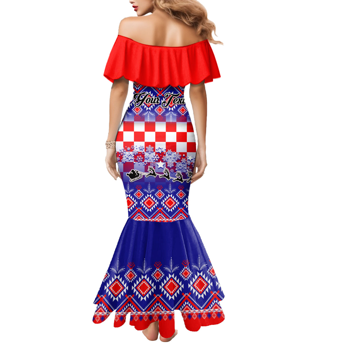 Custom Croatia Christmas Mermaid Dress Sretan Bozic Croatian Embroidery Patterns - Wonder Print Shop