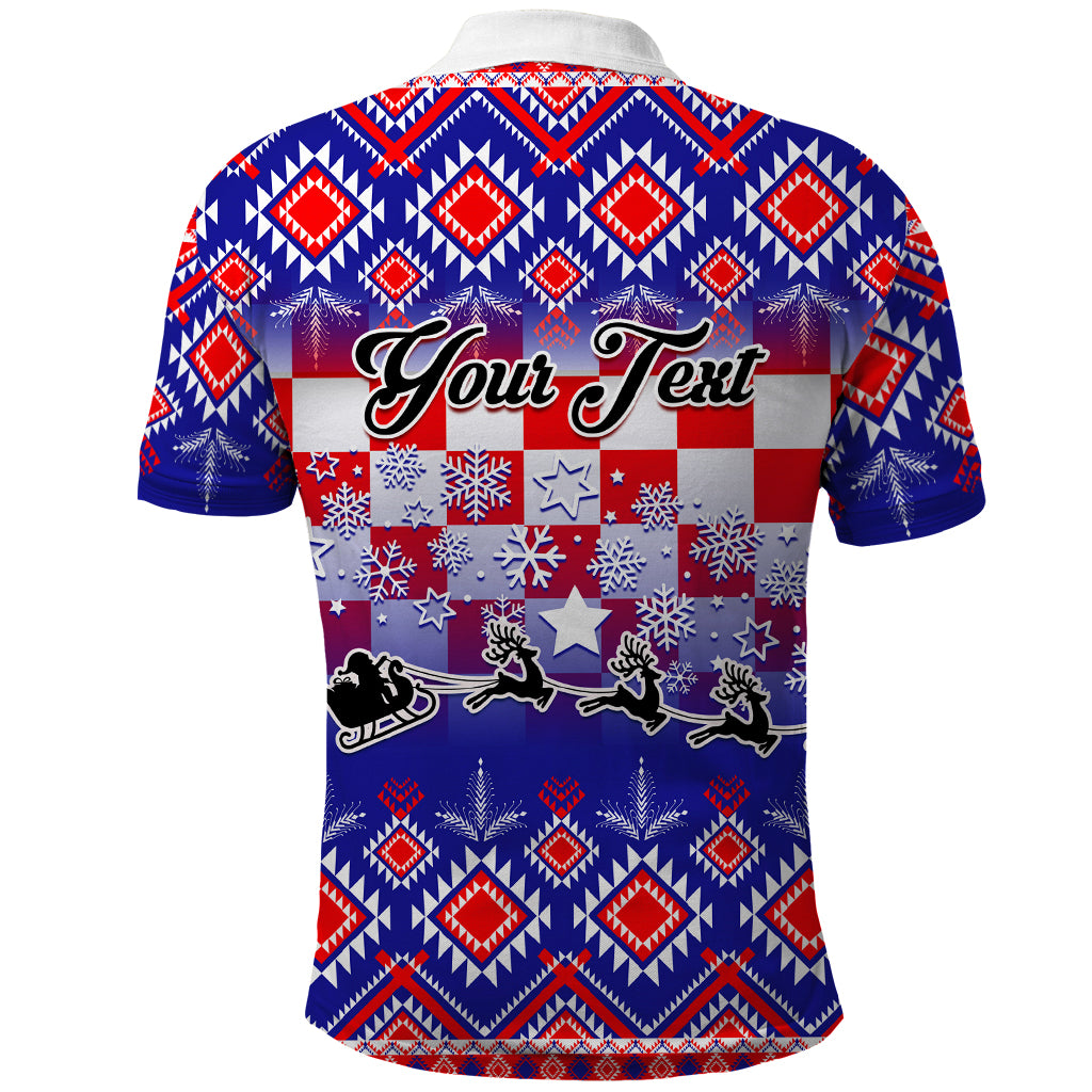 Custom Croatia Christmas Polo Shirt Sretan Bozic Croatian Embroidery Patterns - Wonder Print Shop