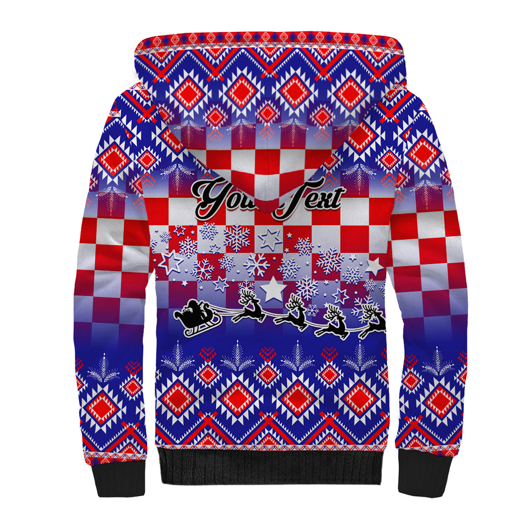 Custom Croatia Christmas Sherpa Hoodie Sretan Bozic Croatian Embroidery Patterns - Wonder Print Shop
