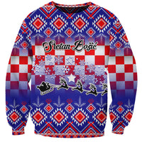 Custom Croatia Christmas Sweatshirt Sretan Bozic Croatian Embroidery Patterns - Wonder Print Shop