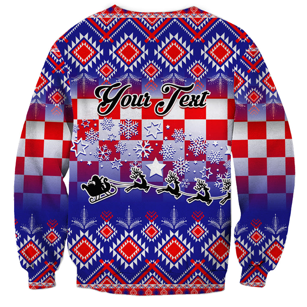 Custom Croatia Christmas Sweatshirt Sretan Bozic Croatian Embroidery Patterns - Wonder Print Shop