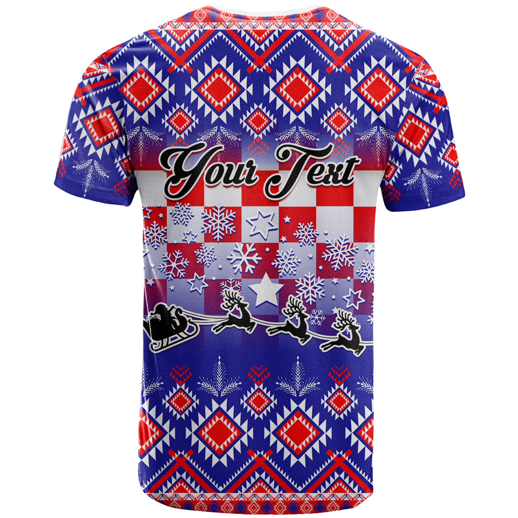 Custom Croatia Christmas T Shirt Sretan Bozic Croatian Embroidery Patterns - Wonder Print Shop