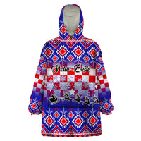 Custom Croatia Christmas Wearable Blanket Hoodie Sretan Bozic Croatian Embroidery Patterns - Wonder Print Shop