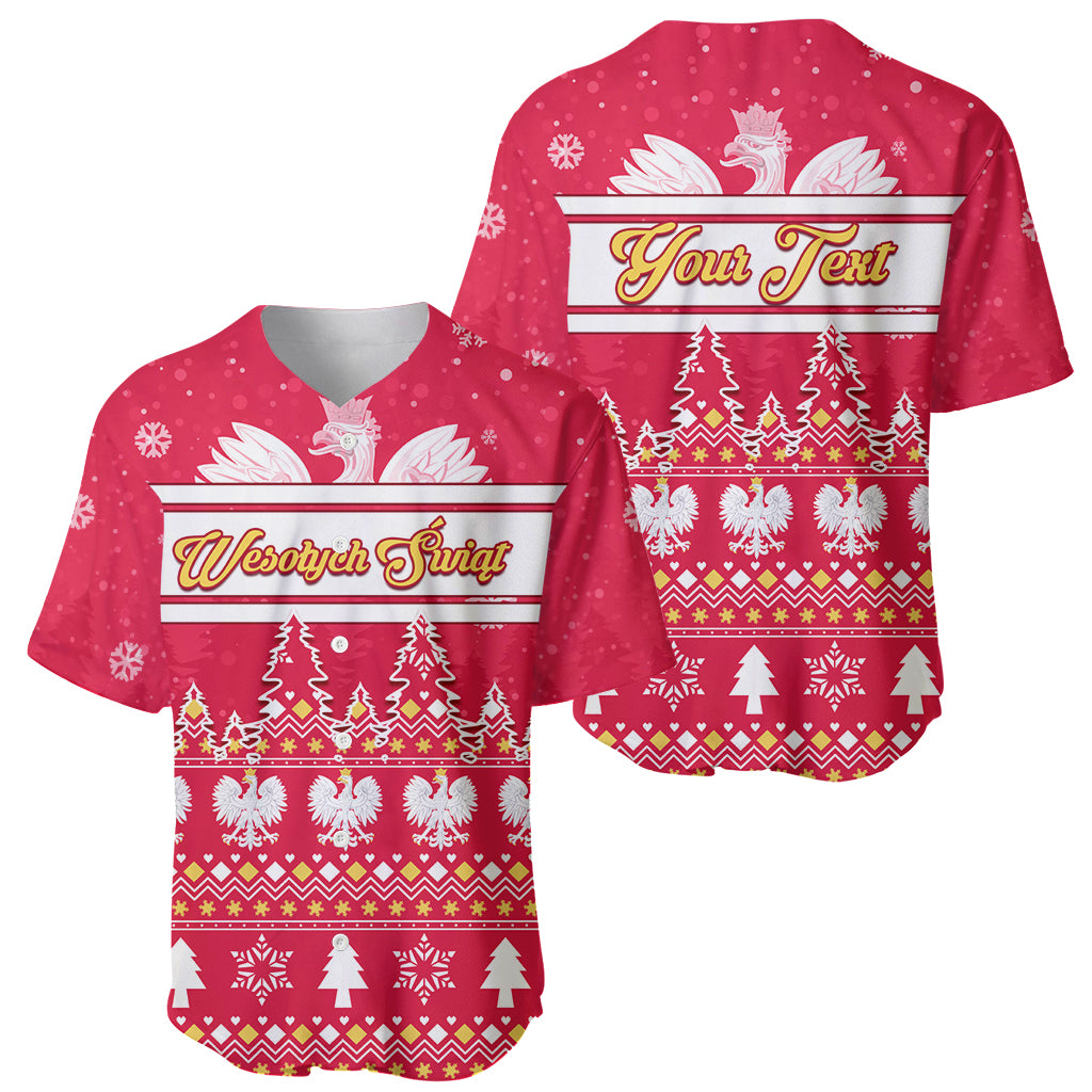 Custom Poland Christmas Baseball Jersey Wesolych Swiat Polish Eagle - Wonder Print Shop