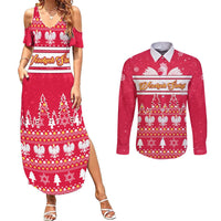 Custom Poland Christmas Couples Matching Summer Maxi Dress and Long Sleeve Button Shirt Wesolych Swiat Polish Eagle - Wonder Print Shop