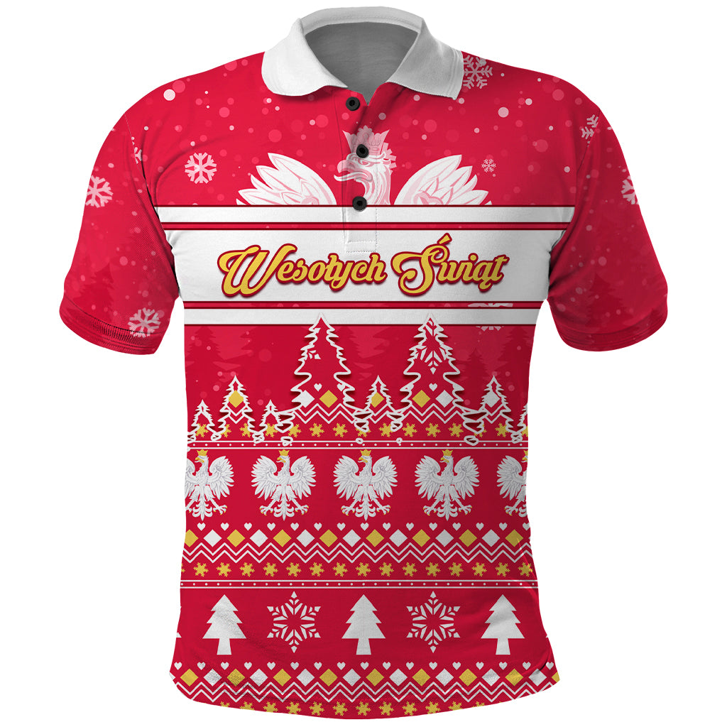 Custom Poland Christmas Polo Shirt Wesolych Swiat Polish Eagle - Wonder Print Shop