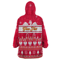 Custom Poland Christmas Wearable Blanket Hoodie Wesolych Swiat Polish Eagle - Wonder Print Shop