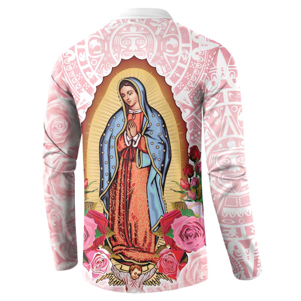 Virgen de Guadalupe Button Sweatshirt Rose Flower Mexican Aztec Pattern - Wonder Print Shop