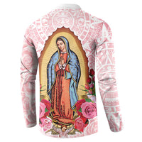 Virgen de Guadalupe Button Sweatshirt Rose Flower Mexican Aztec Pattern - Wonder Print Shop