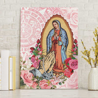 Virgen de Guadalupe Canvas Wall Art Rose Flower Mexican Aztec Pattern - Wonder Print Shop