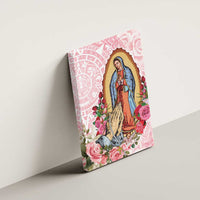Virgen de Guadalupe Canvas Wall Art Rose Flower Mexican Aztec Pattern - Wonder Print Shop