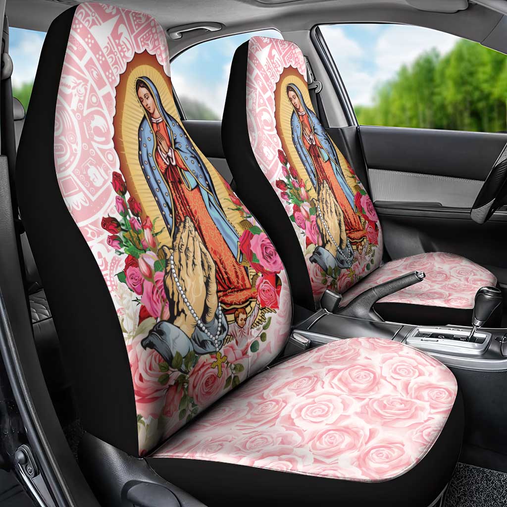 Virgen de Guadalupe Car Seat Cover Rose Flower Mexican Aztec Pattern - Wonder Print Shop