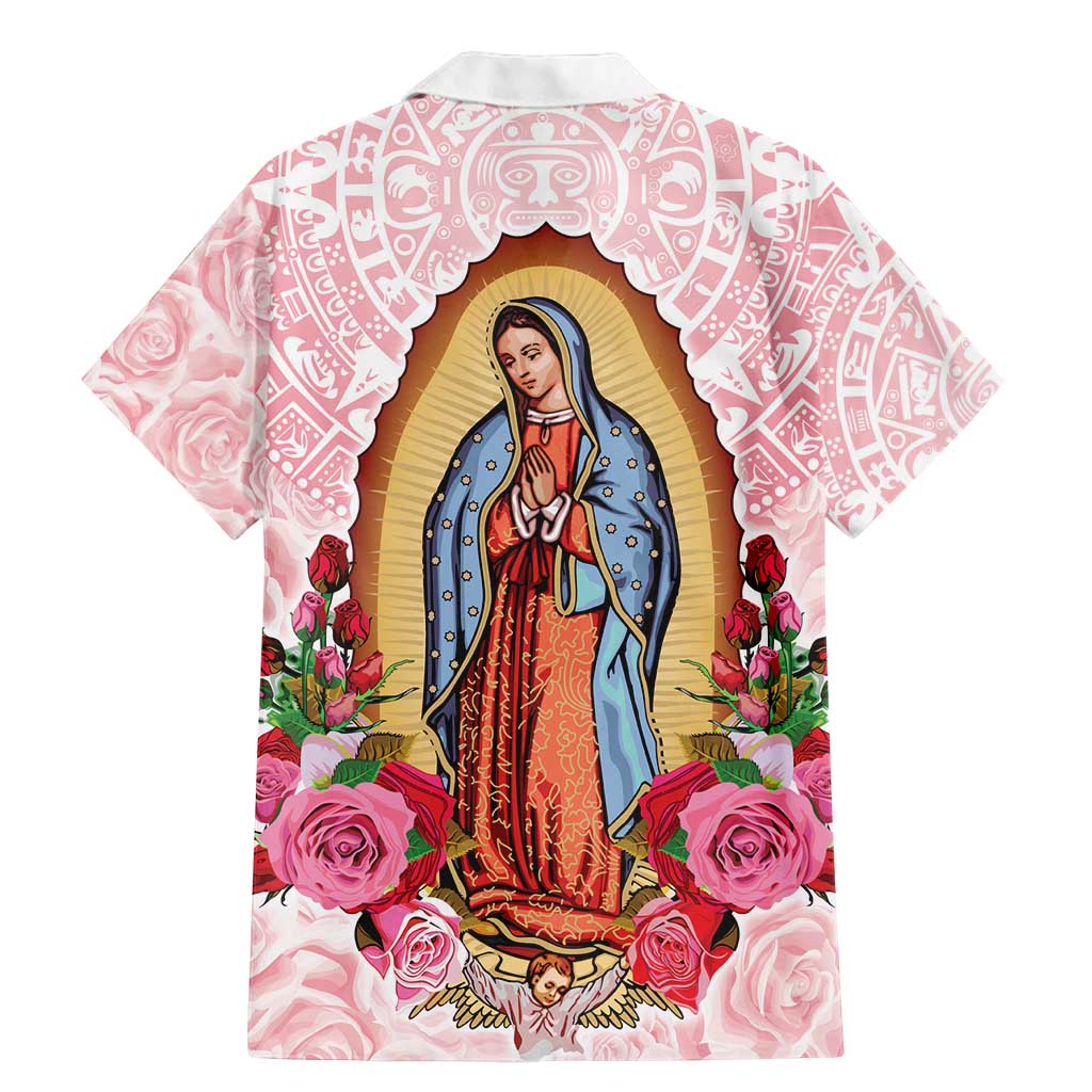 Virgen de Guadalupe Family Matching Mermaid Dress and Hawaiian Shirt Rose Flower Mexican Aztec Pattern - Wonder Print Shop