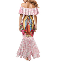 Virgen de Guadalupe Family Matching Mermaid Dress and Hawaiian Shirt Rose Flower Mexican Aztec Pattern - Wonder Print Shop
