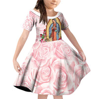 Virgen de Guadalupe Family Matching Off Shoulder Short Dress and Hawaiian Shirt Rose Flower Mexican Aztec Pattern - Wonder Print Shop