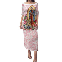 Virgen de Guadalupe Family Matching Puletasi and Hawaiian Shirt Rose Flower Mexican Aztec Pattern - Wonder Print Shop