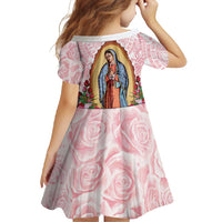 Virgen de Guadalupe Family Matching Short Sleeve Bodycon Dress and Hawaiian Shirt Rose Flower Mexican Aztec Pattern - Wonder Print Shop