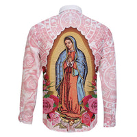 Virgen de Guadalupe Family Matching Short Sleeve Bodycon Dress and Hawaiian Shirt Rose Flower Mexican Aztec Pattern - Wonder Print Shop