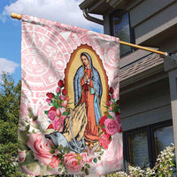 Virgen de Guadalupe Garden Flag Rose Flower Mexican Aztec Pattern - Wonder Print Shop