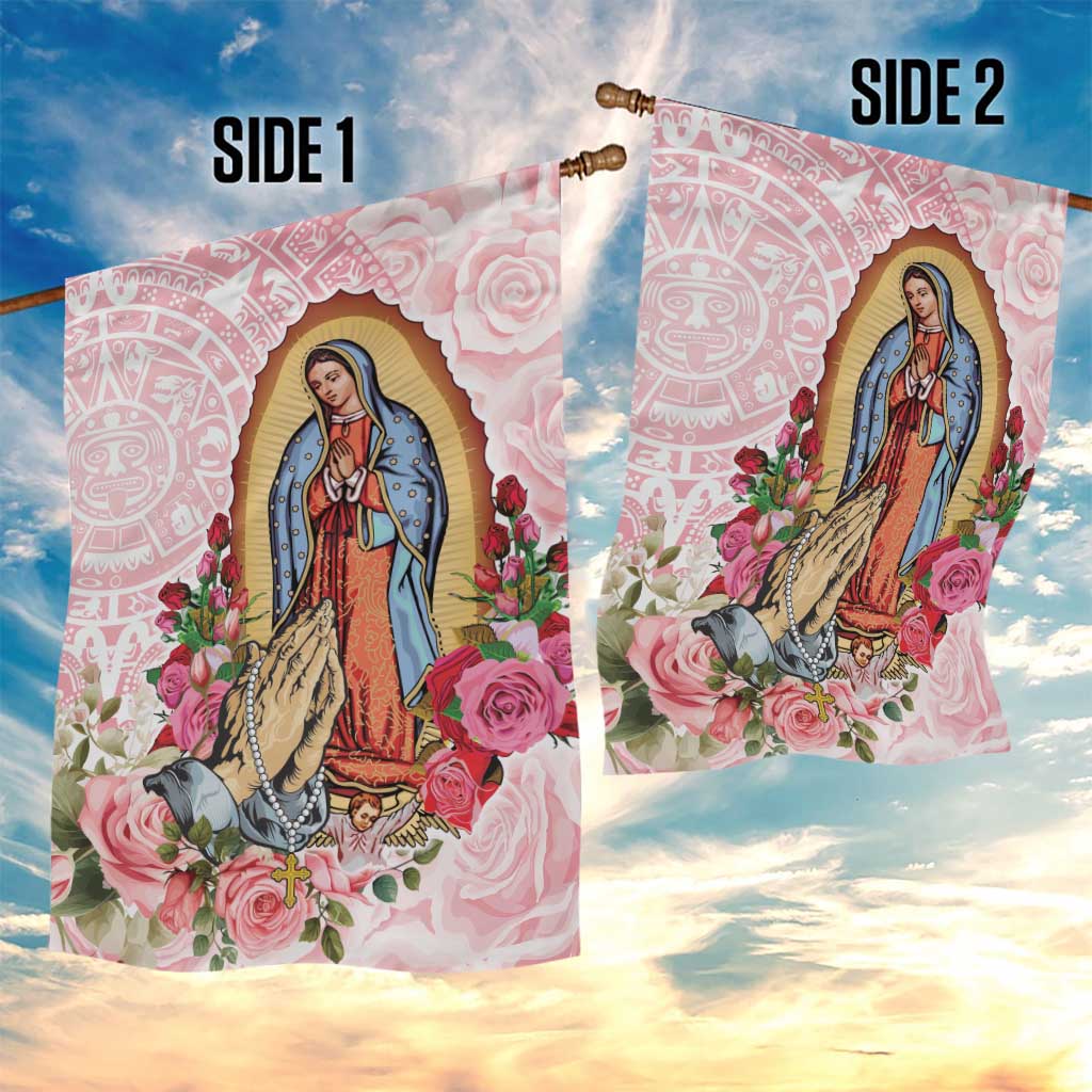 Virgen de Guadalupe Garden Flag Rose Flower Mexican Aztec Pattern - Wonder Print Shop