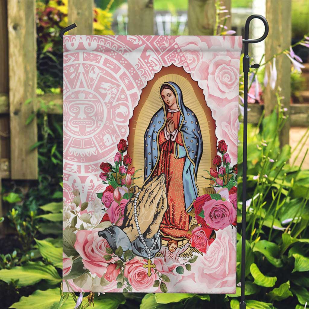 Virgen de Guadalupe Garden Flag Rose Flower Mexican Aztec Pattern - Wonder Print Shop