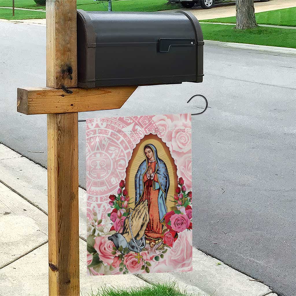 Virgen de Guadalupe Garden Flag Rose Flower Mexican Aztec Pattern - Wonder Print Shop