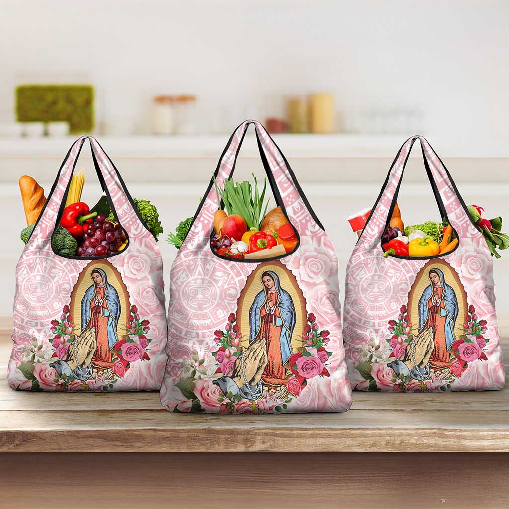 Virgen de Guadalupe Grocery Bag Rose Flower Mexican Aztec Pattern