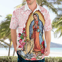 Virgen de Guadalupe Hawaiian Shirt Rose Flower Mexican Aztec Pattern - Wonder Print Shop