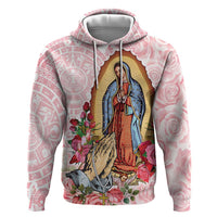 Virgen de Guadalupe Hoodie Rose Flower Mexican Aztec Pattern - Wonder Print Shop