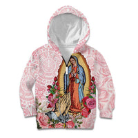 Virgen de Guadalupe Kid Hoodie Rose Flower Mexican Aztec Pattern - Wonder Print Shop