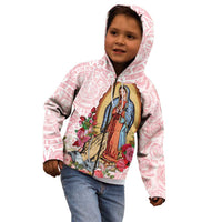 Virgen de Guadalupe Kid Hoodie Rose Flower Mexican Aztec Pattern - Wonder Print Shop