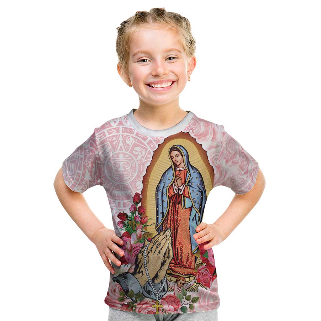 Virgen de Guadalupe Kid T Shirt Rose Flower Mexican Aztec Pattern - Wonder Print Shop