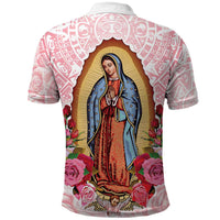 Virgen de Guadalupe Polo Shirt Rose Flower Mexican Aztec Pattern - Wonder Print Shop