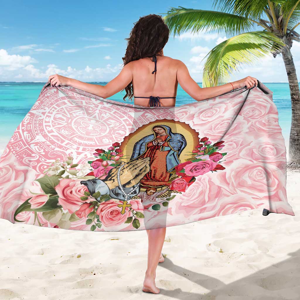 Virgen de Guadalupe Sarong Rose Flower Mexican Aztec Pattern - Wonder Print Shop