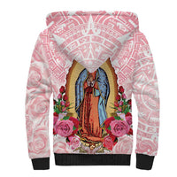 Virgen de Guadalupe Sherpa Hoodie Rose Flower Mexican Aztec Pattern - Wonder Print Shop