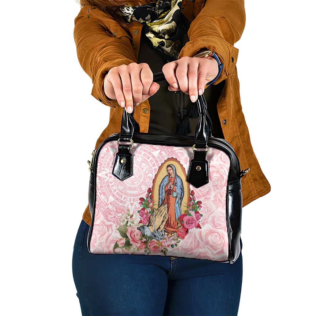 Virgen de Guadalupe Shoulder Handbag Rose Flower Mexican Aztec Pattern