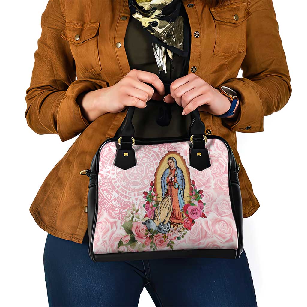 Virgen de Guadalupe Shoulder Handbag Rose Flower Mexican Aztec Pattern