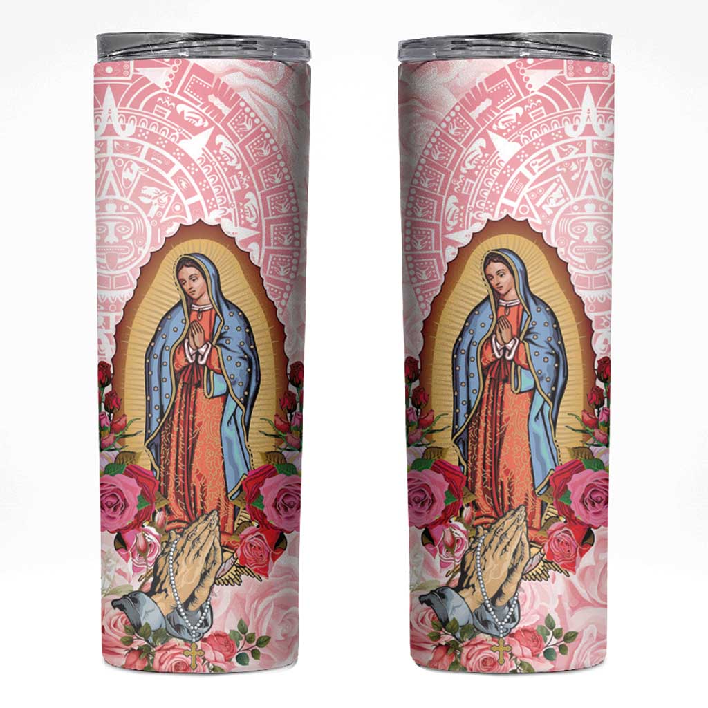 Virgen de Guadalupe Skinny Tumbler Rose Flower Mexican Aztec Pattern - Wonder Print Shop