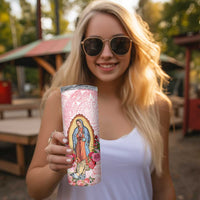 Virgen de Guadalupe Skinny Tumbler Rose Flower Mexican Aztec Pattern - Wonder Print Shop
