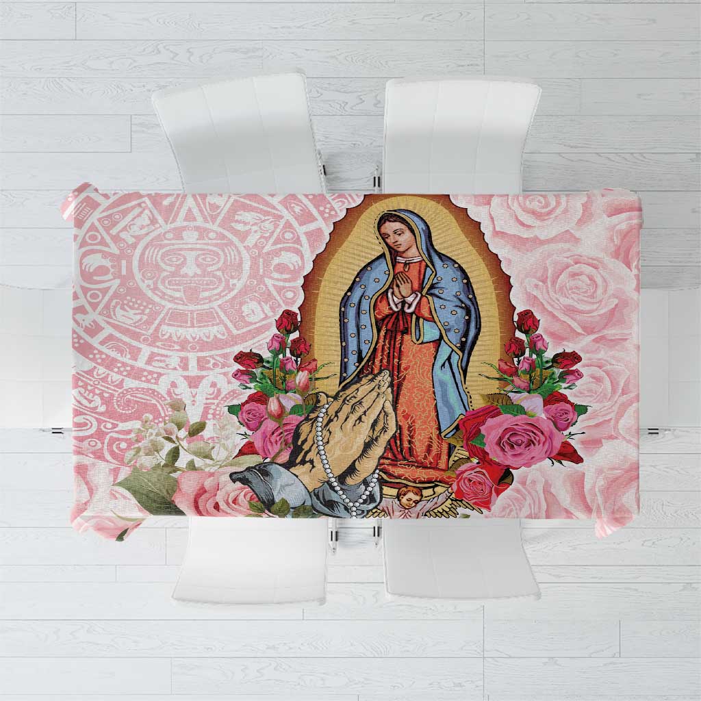 Virgen de Guadalupe Tablecloth Rose Flower Mexican Aztec Pattern - Wonder Print Shop