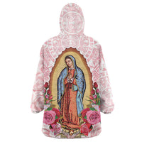 Virgen de Guadalupe Wearable Blanket Hoodie Rose Flower Mexican Aztec Pattern - Wonder Print Shop
