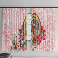 Virgen de Guadalupe Window Curtain Rose Flower Mexican Aztec Pattern - Wonder Print Shop