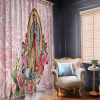 Virgen de Guadalupe Window Curtain Rose Flower Mexican Aztec Pattern - Wonder Print Shop