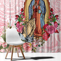 Virgen de Guadalupe Window Curtain Rose Flower Mexican Aztec Pattern - Wonder Print Shop