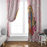Virgen de Guadalupe Window Curtain Rose Flower Mexican Aztec Pattern - Wonder Print Shop