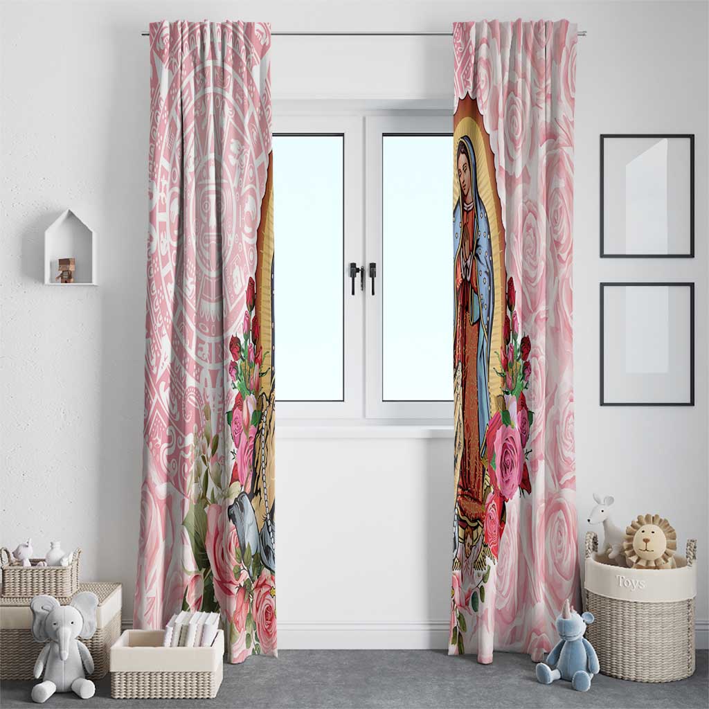 Virgen de Guadalupe Window Curtain Rose Flower Mexican Aztec Pattern - Wonder Print Shop