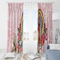 Virgen de Guadalupe Window Curtain Rose Flower Mexican Aztec Pattern - Wonder Print Shop