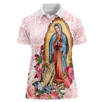 Virgen de Guadalupe Women Polo Shirt Rose Flower Mexican Aztec Pattern - Wonder Print Shop