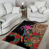 Las Posadas Area Rug Pinata With Mexican Aztec Circle - Wonder Print Shop