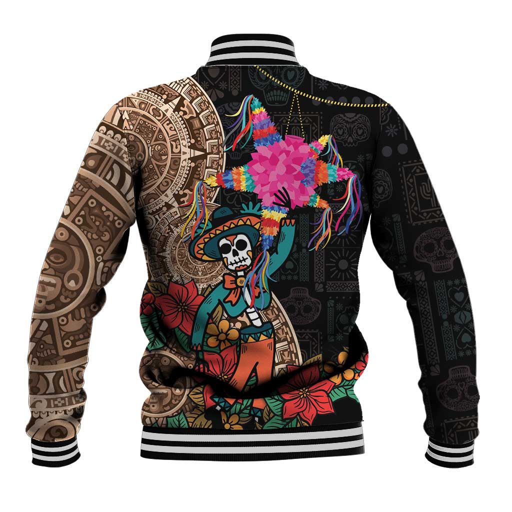 Las Posadas Baseball Jacket Pinata With Mexican Aztec Circle - Wonder Print Shop